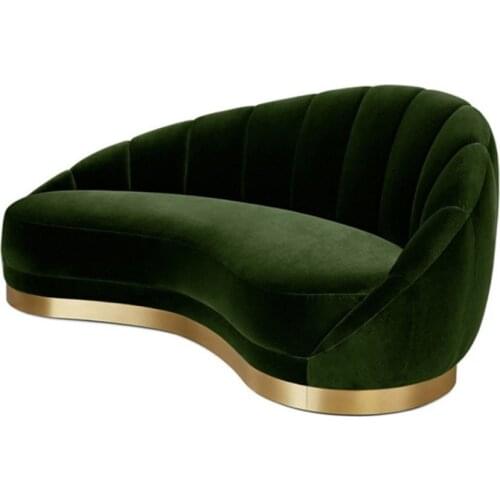 Light luxury stainless steel office hall love sofa fabric sofa combination beauty salon reception sofa