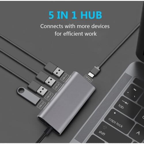 USB C Type-c 3.1 to USB 3 IN 1 HUB PD Charging Adapter Aluminum Alloy Distribution Cable USB Pocket Laptops Docking Station