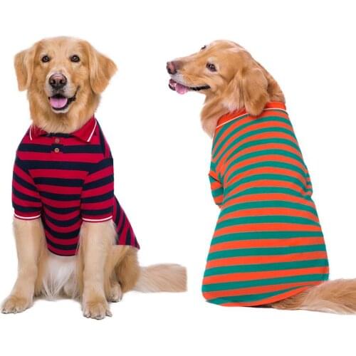 High quality Pet Dog Clothes for Large Dog coat Striped TShirt Soft Summer Dog Polo Shirt outfit Vest Clothes pets bulldog