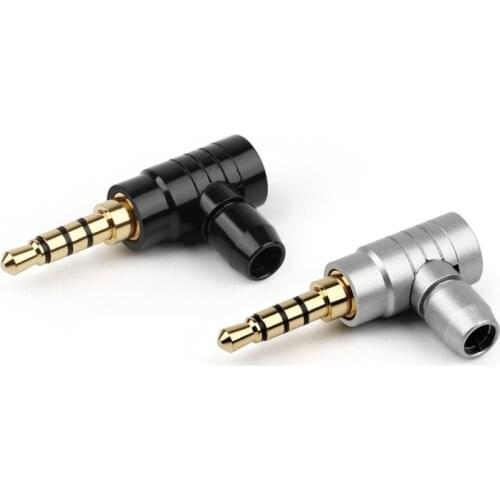 Earphone Plug Jack 3.5 mm Conectors Gold Plated Copper Audio Adapter 4 Poles Headphone Amplifier L Type Wire Connector ID 4mm