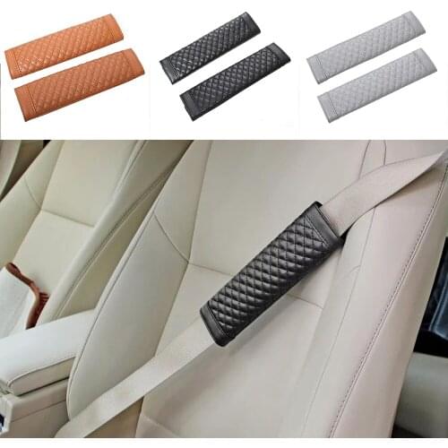 2Pcs Car Safety Seat Belt Shoulder Cover High Grade Leather Cushion Harness Comfortable Car Seat Belts Padding