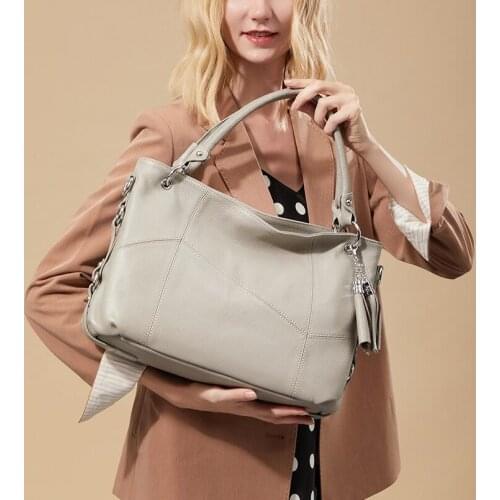 2021 New Leather Handbags Tassel Women Large Tote Crossbody Bag Luxury Designer Genuine Leather Shoulder Messenger Bags