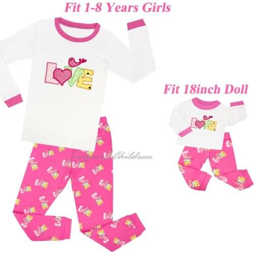 2021 Baby Children Princess Sleepwear Christmas Pyjamas Kids Cat Penguin Pijamas Clothes Girls Unicorn Pajamas and Doll Clothes