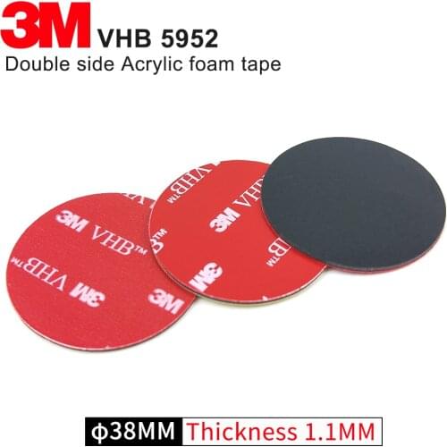 3M VHB 5952 Heavy Duty Double Sided Adhesive Acrylic Foam Tape Good For Car Camcorder DVR Holder/38mm Round/10Pcs/Lot