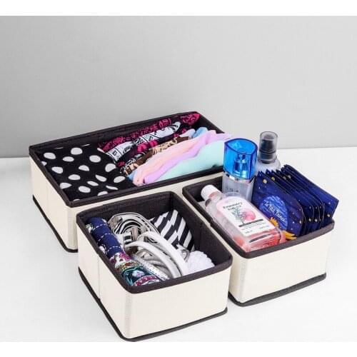 3Pcs Set Clothes Folding Storage Box Thick Non-Woven Toy Sundries Office Desktop Organizers Cosmetic Underware Case Accessories