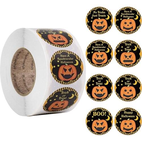 500Pcs/Roll Halloween Pumpkin Decor Labels Seal Stickers DIY Gift Paper Sticker