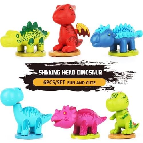 6pcs/Set Shaking Head Dinosaur Doll Car Interior Ornaments High Quality Perfect Paint Cai Decoration Dashboard Car Accessories