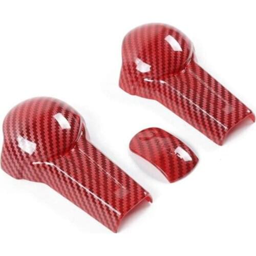 Car Gear Shift Knob Cover Trim for Ford Mustang 2015 -2020 Red Carbon Fiber Gear Head Decoration Sticker Accessories