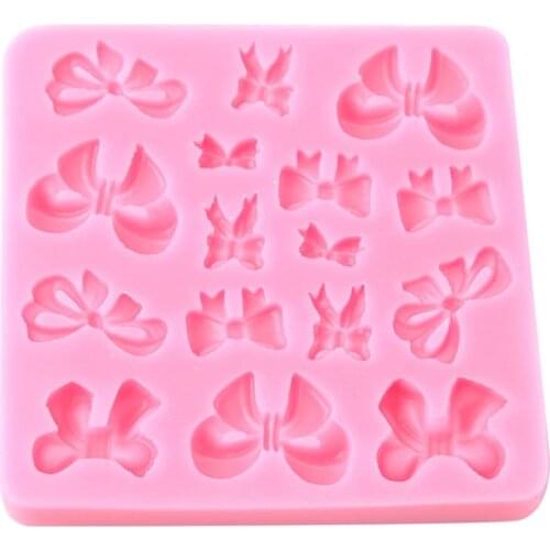 ANGRLY DIY Tray Soft Silicone Small Cute Mold Bowknot Shape Cake Decorating Mould Sugarcraft Tool Kitchen Accessories Candy