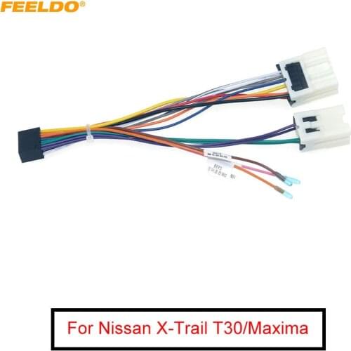FEELDO Car 16Pin Wiring Harness Adapter For Nissan X-Trail T30(03-07/Maxima(00-04)/Murano(04-09) Aftermarket Stereo Install