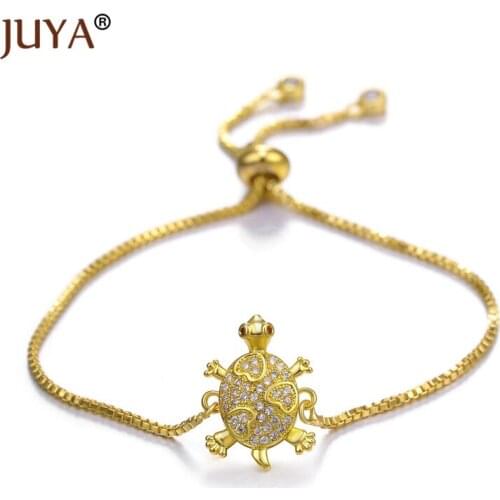 Sea Turtle Charm Bracelet Brass Gold Color AAA CZ Zircon Adjustable Chain Charm Bracelets for Women Jewelry Wristband