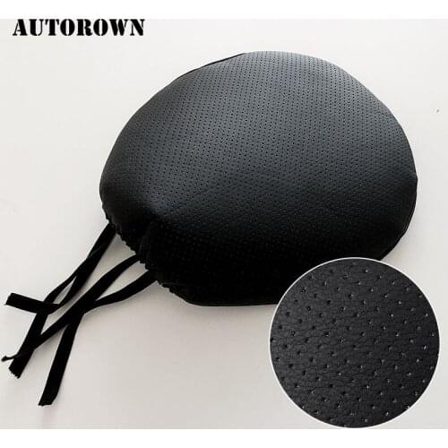 AUTOROWN PU Leather Headrest Covers For Cars Universal Fit Cars Vans Trucks Black Car Seat Covers Auto Interior Accessories 3Pcs