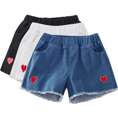 Baby Teenager Shorts Summer Denim Shorts For Girls White Pink Teens Girl Short Jeans 3 4 5 6 7 8 9 10 12 15 Years Old Kids