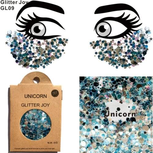 GL09 one pack of Unicorn Festival Face Chunky Glitter Party Make Up Cosmetic Glitters Body Carnival Decor
