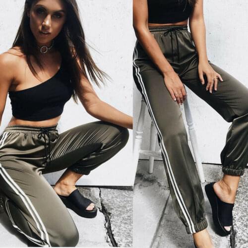 Hot Women Casual Harem Pants Loose Trousers For Women Black Spring Sweatpants Striped Side Sweat Pants Female Plus Size M-XL