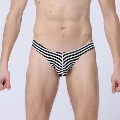 3pcs Mens Fashion Underwear Elastic Black and White Underwear Checkered Black and White Striped Cotton Low Waist Sexy Briefs