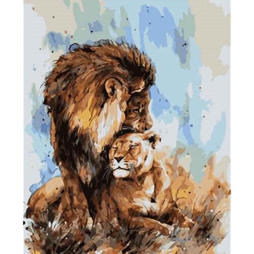 Paint By Number Living Room Kids Kit Canvas Wall Art Coloring Acrylic Paint Brush Diy Gift 40x50cm Animals