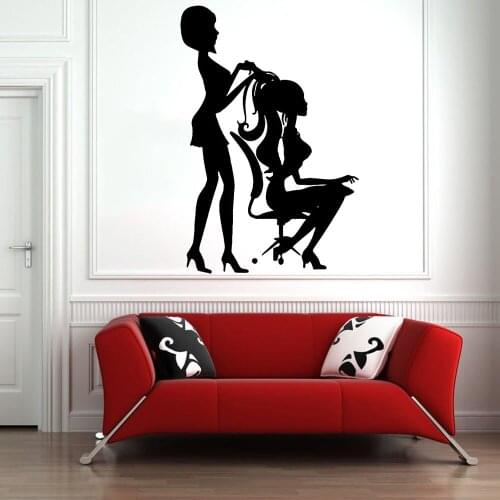 Beauty Salon Wall Decals Artistic Woman Hair Salon Art Decor Vinyl Wall Sticker Home Decoration Living Room Girls Bedroom Z029