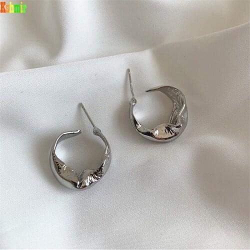 Kshmir Metallic gold stud female earrings with irregular design S925 earpins Fashion 2020 new Earrings for women