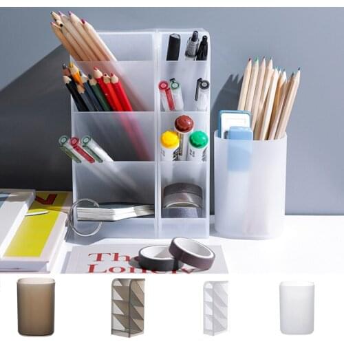 Multifunctional 4 Grid Desktop Organizer Holder Transparent Matte Storage Box Makeup Brush Lipstick Storage Tube