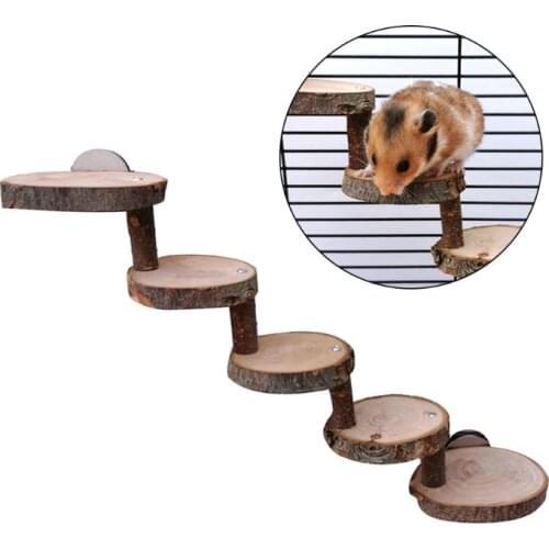 3/5 Layers Wooden Hamster Ladder Suspension Bridge Climbing Stairs Perches Cage
