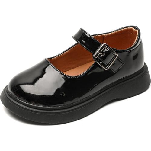 2021 New Girls Princess Shoes 2021 Autumn Black Leather Shoes British Style Soft Sole Shoes Childrens Single Shoes Sweet Cute