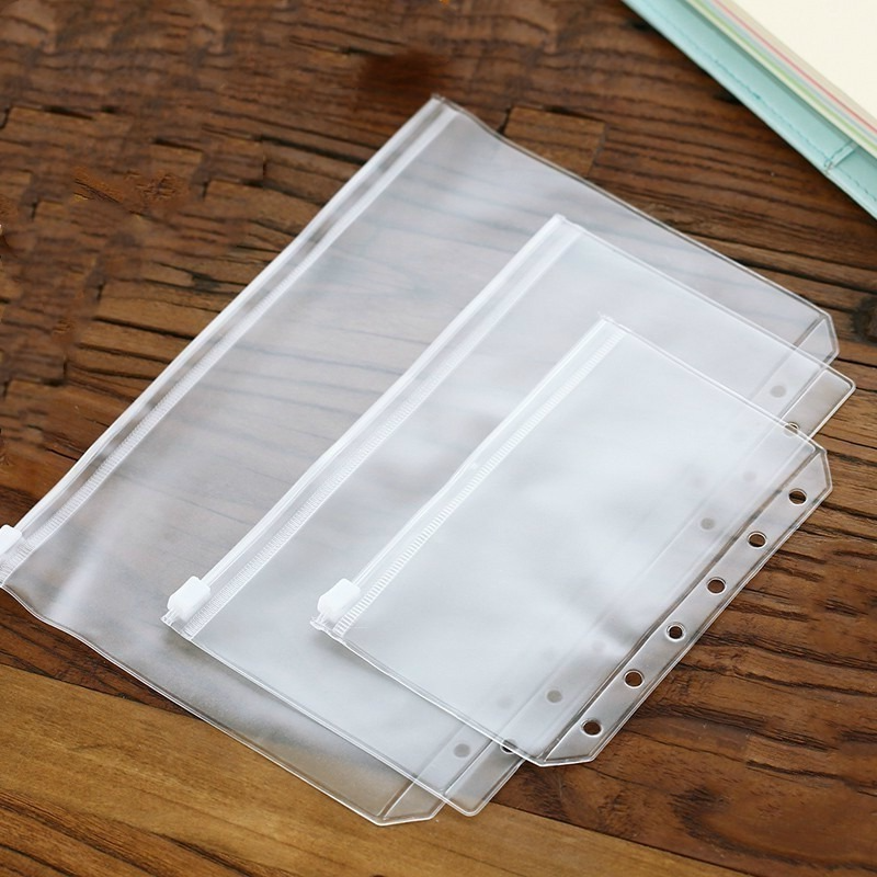1PC Transparent Waterproof PVC Zipper Bag Pouch Notebook Accessories A5/A6/A7 Size Available