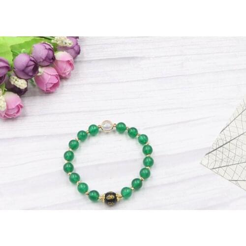 Stretch Bracelet Bangle Natural Stone New Fashion Women Jewelry Green Malaysia Crystal Bead Strand Bracelets Wrap Gift 7.5" B308