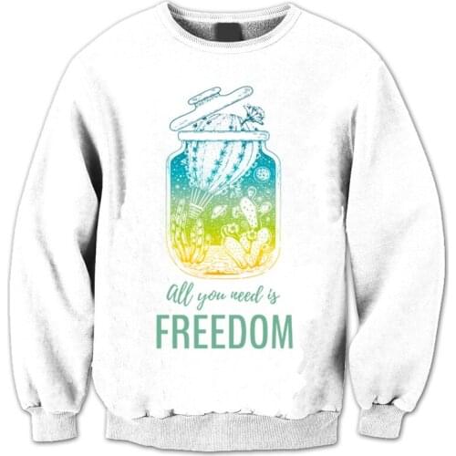 REAL American US SIZE All you Need is Freedom Sublimation Print Plus Size Crew Neck Sweatshirt