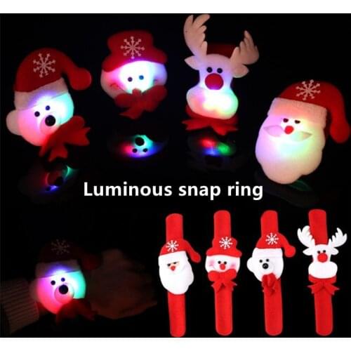 1PCS Christmas Patting Circle Bracelet Watch Xmas Children Gift Santa Claus Snowman Deer New Year Party Toy Wrist Decoration