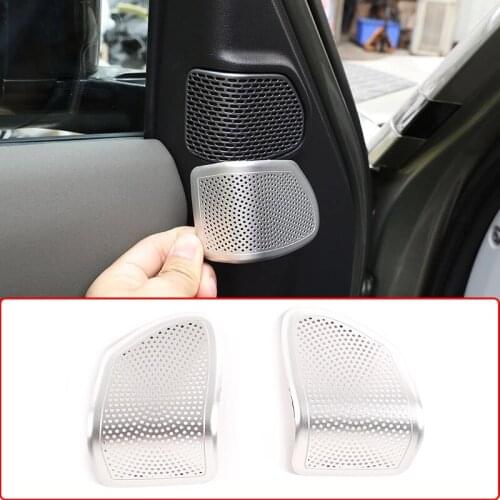 Aluminum Alloy Silver Car Door Audio Speaker Tweeter Decoration Cover For Land Rover Defender 110 130 2020-2021 Car Accessories