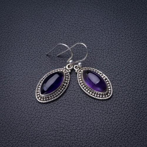 StarGems Natural Amethyst Handmade 925 Sterling Silver Earrings 1.5" D6840
