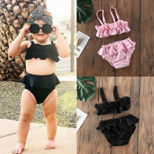 UK Toddler Baby Girls Ruffle Sling Swimwear Bow Bikini Swimsuit Swimming Costume Beachwear