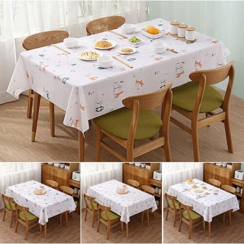 Waterproof and Oil-proof Tablecloth with Simple Cute Cartoon Pattern PEVA Wash-free Home Furnishing for Stand Table TS2