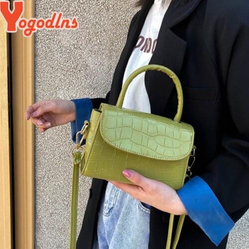 Yogodlns Fashion Stone Pattern Shoulder Bag Women PU Leather Crossbody Bag Vintage Small Square Bag Vintage Girls Handbag bolso