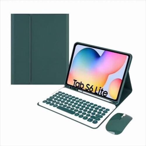Round Key Cap Bluetooth Keyboard Protective Cover for Samsung Galaxy S6 Lite 10.4 TAB A7 Tablet Leather Case with Pen Slot