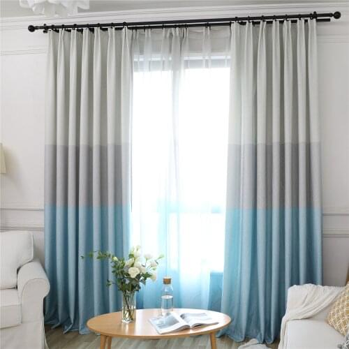 Three Colors Splicing Blackout Window Curtains for Living Room Bedroom Kitchen Room Darkening Drapes Custom Made