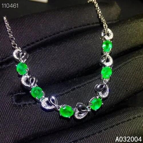 KJJEAXCMY Fine Jewelry 925 Sterling Silver inlaid gemstone Emerald women hand bracelet exquisite support detection