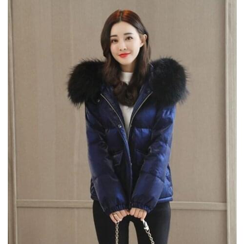 2021 Winter large wool collar thickened cotton padded jacket large size Jacket Womens short cotton padded jacket cotton padded