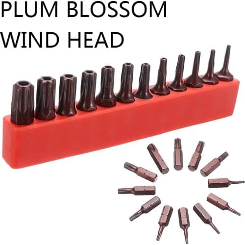 12pcs Security Tamper Proof Spanner Screwdriver 25mm S2 Steel T6-T40 Magnetic Bit Set Torx Star Hex Bit Universal Tool Parts