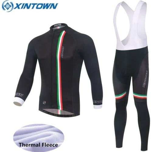 2018 Pro Team Italy Winter Thermal Fleece Long Sleeve Cycling Clothing Men Outdoor Sport Bike Jersey Set 3D Gel Pad Bib Pants