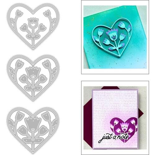 2020 New Heart Frame Layered Rose Flower Background Layering Embossing Metal Cutting Dies For Making Card Scrapbooking No Stamps