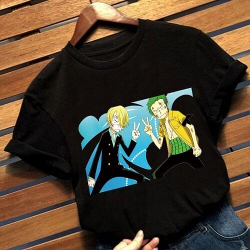 2021 Anime One Piece Harajuku Roronoa Zoro and Vinsmoke Sanji Summer Short-sleeve Male T-shirt