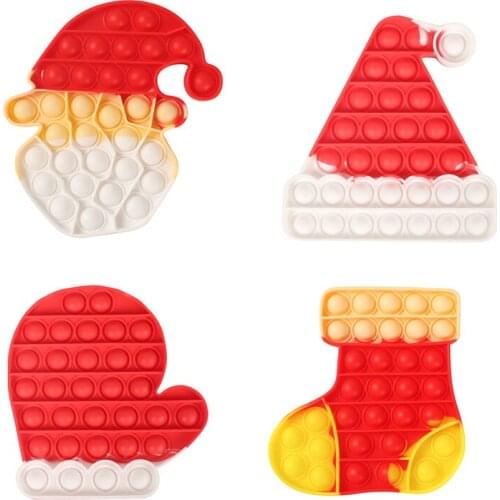 2021 Christmas Trees Hat Gloves Pops Bubble Fidget Toys Autism Needs Stress Reliever Toys for Kids Simple Dimple Relax Game Toys