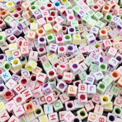 100pcs Mixed Alphabet /Letter Acrylic Cube Beads 6x6mm