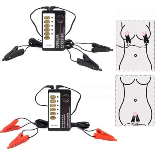 Bdsm Breast Flirting Toy Strong Electric Shock Nipple Clamps E-stim Clitoris Clip Stimulator Labia Clip Adult Sex Toy For Couple