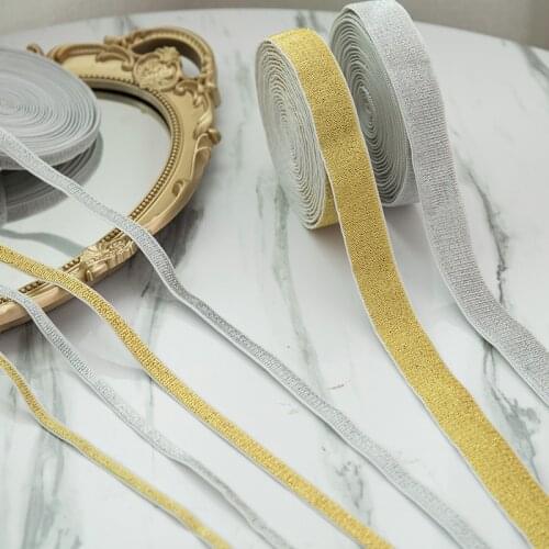 2021 Elastic Band For Sewing Accessories Rubber Bands Gold Silver Strentch Diy Crafts Garments Waistband Webbing Strap 10yards