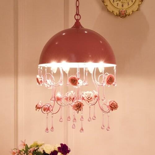 Romantic pink chandelier lighting for girl children room princess pink rose wedding lighting bedroom dressing room home lighting
