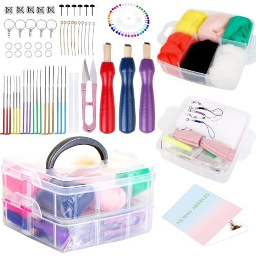 LMDZ Needle Felting Supplies, with Felting Needles, Needle Felting Tools, 6 Color Wool Roving for Needle Felting Felting Starter