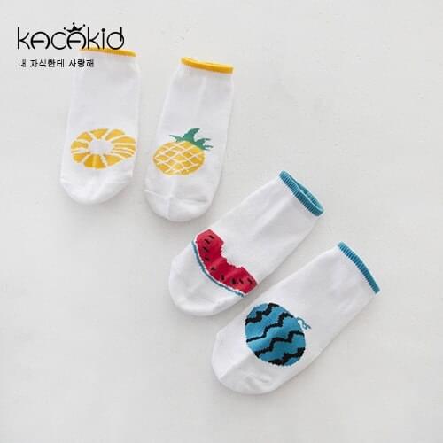 Kacakid Fruit Theme Pineapple Anti Slip Cute Socks Cotton Children Kids Boys Girls Cute Socks 0-4 T